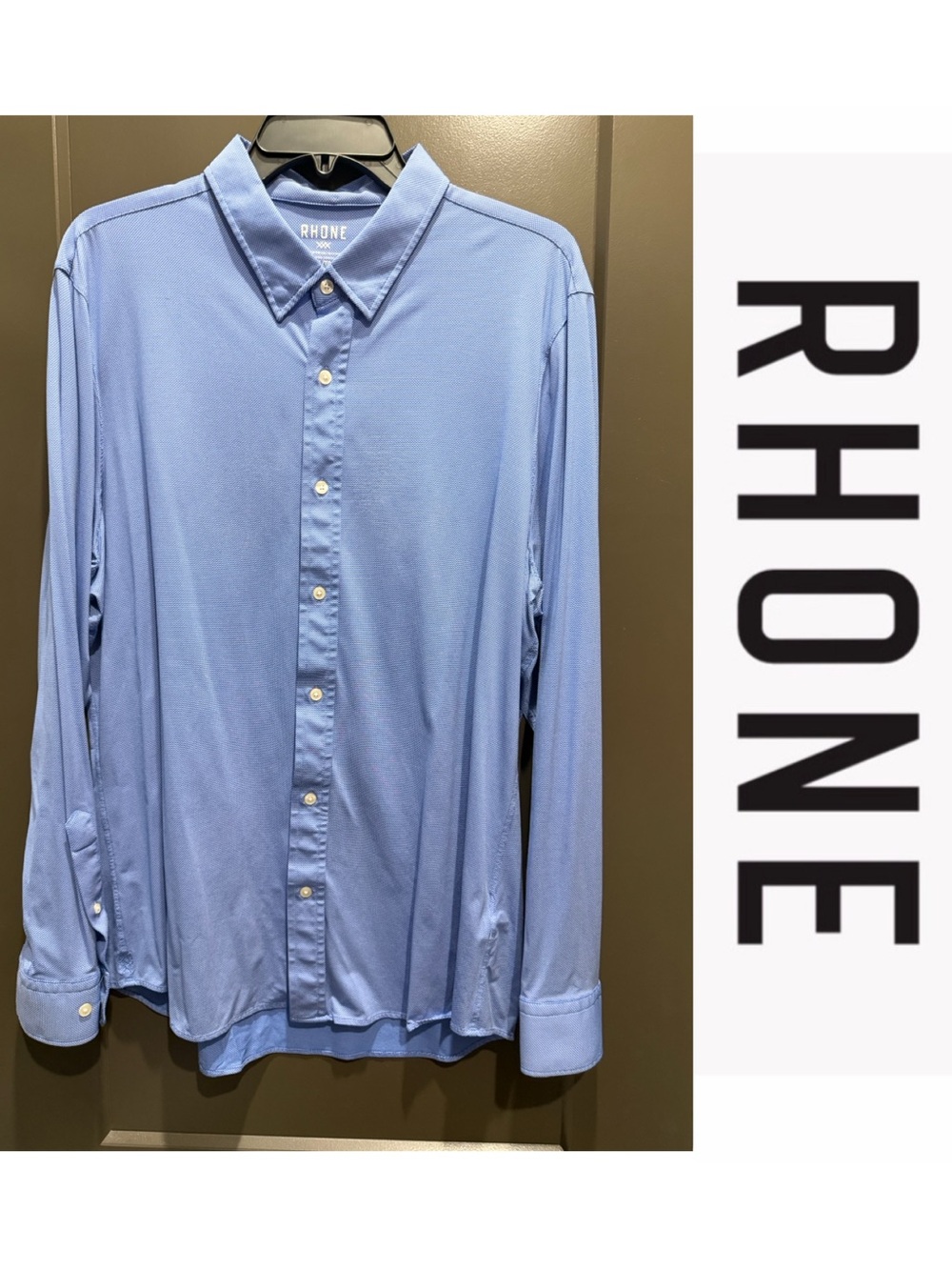 Rhone | Commuter Dress Shirt | XL | Blue & White